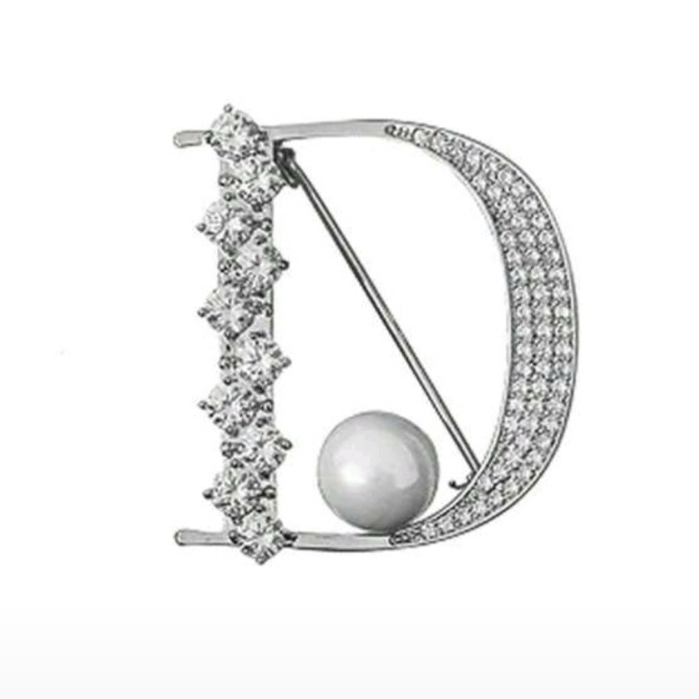 Dior Style Silver Tone Brooch